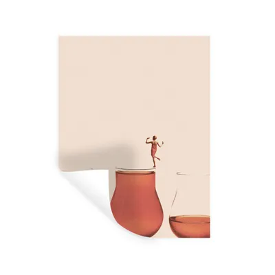 Produktbild von MuchoWow® Wandtattoo Wandsticker Wandaufkleber Vintage - Frau - Glas - Pastell - Abstrakt 60x80 cm Selbstklebend und Repositionierbar - Repositionierbar - Wasser abweisend