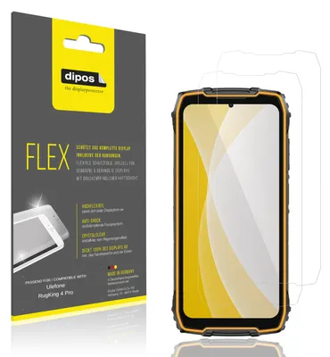 Produktbild von 2x Schutzfolie für Ulefone RugKing 4 Pro Folie, 100% Displayabdeckung, dipos Flex