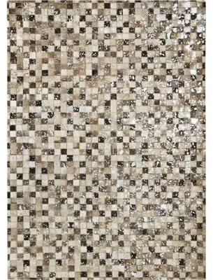 Image de Tapis en cuir recyclé motif damier gris clair 120x170