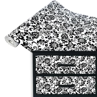 Produktbild von Klebefolie Möbel 67x100 cm - Ornament Schwarzweiß - Möbelfolie selbstklebend in Deko-Stil - Folie für Möbel zur Renovierung von Türen, Schränken und Regalen - Möbelfolie dekorativ und pflegeleicht