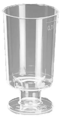 Produktbild von 600 Trinkglas 100 ml Polystyrol mit Fuß einteilig - Einweg