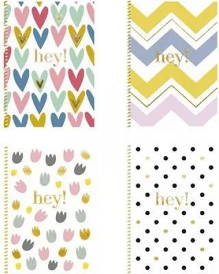 Produktbild von Spiralnotizbuch B5 "HEY", 80 Blatt, quadratisch, Motivmix, 107022004
