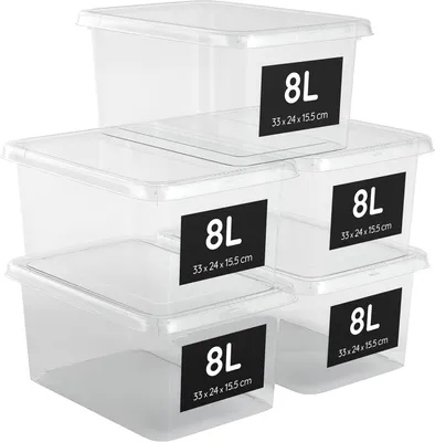 Produktbild von Aufbewahrungsbox 8 l, transparent, Kunststoff, stapelbar, mit Deckel, für Küche