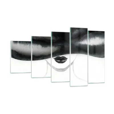 Produktbild von Bilder auf glas - 5 Teile - Frau Hut Schwarzweiß - 100x60cm - Glasbilder - Wandbilder - Bilder - zum Aufhängen bereit - Wanddekoration aus Glas - Glas Bilder - Wandbild auf Glas - GEG100x60-4301