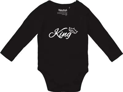 Produktbild von Huuraa Baby Body King Krone 74 Black  Baumwolle Fairtrade Langarmbody Geschenkidee