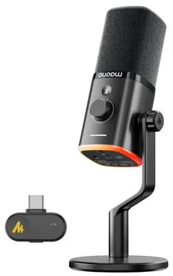 Zdjęcie produktu dla Mikrofon gamingowy MAONO PD100W, bezprzewodowy, z funkcją redukcji szumów ENC, do streamingu i podcastów, czarny