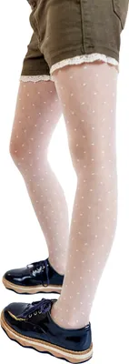 Produktbild von Charmante Kinderstrumpfhose mit Tupfenmuster 20 DEN 146/152 Weiß