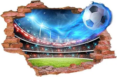 Produktbild von Fußball-Wanddekoration Kinderzimmer 3D Selbstklebend - Fußball Wandkunst Jungen-Zimmer - Große Wanddekoration Kinderzimmer - 68 x 45 cm