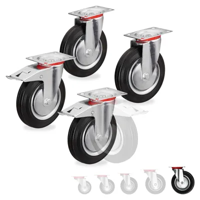 Image de relaxdays Roulettes pour charges lourdes noir