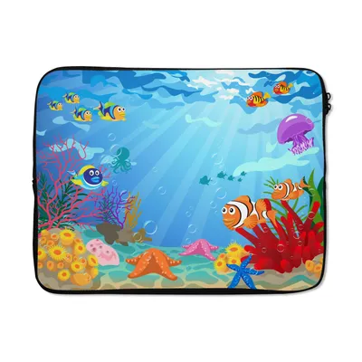 Produktbild von MuchoWow® Laptop Hülle 15 Zoll Kinder - Meerestiere - Farben Laptoptasche - Laptoptasche - Sleeve - Rundum-Schutz