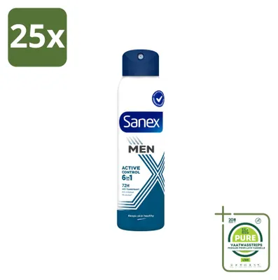 Immagine prodotto di 25 spray deodoranti Sanex Men, azione 72 ore, controllo attivo – 200 ml - Confezione grande - 25 pezzi