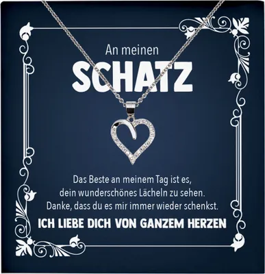 Produktbild von 22Feels Echt Silber Halskette - Frauen Geschenk Schmuck Set Hochzeitstag Valentinstag Ehefrau Freundin Jahrestag - Herz Anhänger, Karte