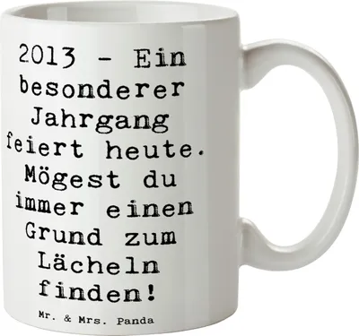 Produktbild von Mr. & Mrs. Panda Pott Spruch 2013 Geburtstag Freude - Weiß - Geschenk, Geburtstagsgeschenk, Keramiktasse, Teetasse, Happy Birthday, Lebensfreude, besondere Erinnerungen