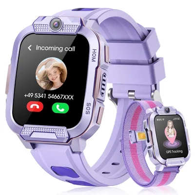 Produktbild von Neue Smartwatch Kinder Videoanruf GPS SOS Schulmodus Geschenke Lila