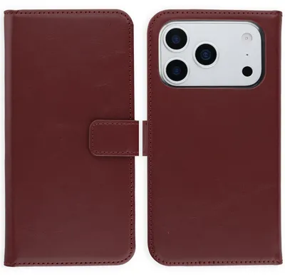 Productafbeelding van Selencia Echt Leren Bookcase voor de Apple iPhone 17 Pro - Burgundy
