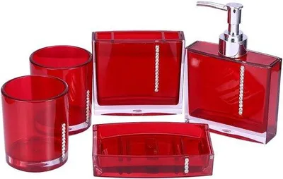 Produktbild von Famanu Badezimmer Accessoires Set 5-teilig - Hochglänzende Hars-Designs