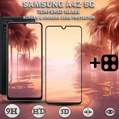 Produktbild von Samsung Galaxy A42 5G Displayschutzfolie und Objektivschutz aus 9H gehärtetem Glas