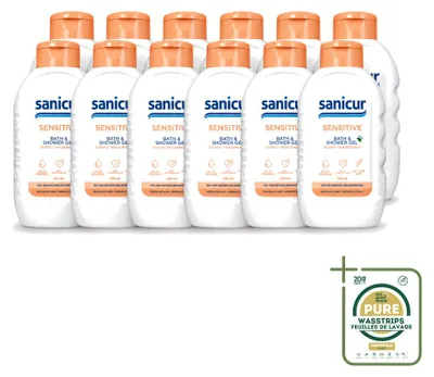 Produktbild von 12 x Sanicur Bad- und Duschgel Sensitive - 300 ml - Vorratspackung - 12 Stücke