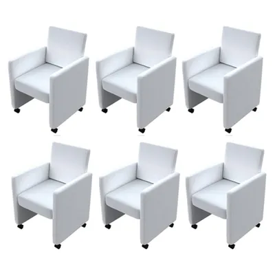Productafbeelding van Eetkamerstoelen 6 st kunstleer wit