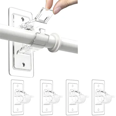 Selbstklebende Vorhangstangenhalter, 4 Stück, verstellbar, transparent