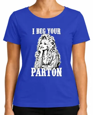 Productafbeelding van "Ik vraag uw aandacht, Dolly" - Countrymuziek, Nashville, fan, zangeres, retro dames T-shirt, blauw, maat 3XL