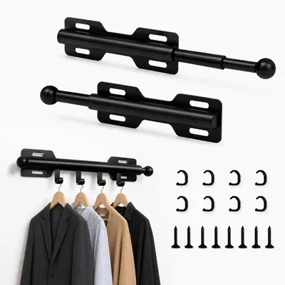 2er Set ausziehbare Kleiderstangen, 30-55 cm, Kohlenstoffstahl, schwarz