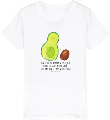 Produktbild von Mr. & Mrs. Panda Kleinkinder T-Shirt Avocado Kern rollt 7-8 Jahre (122/128) - Weiß - Geschenk, Geburtstag, Liebe, Mädchen, Kindershirt, Teenager, Kinder Baumwollshirt
