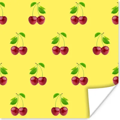 Produktbild von MuchoWow® Poster Kirschen - Illustration - Rot 30x30 cm - Wandposter - Printing
