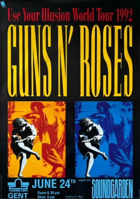 Productafbeelding van Guns N' Roses - Use Your Illusion Wereldtournee - 1992 - België - Poster - 65x95 cm