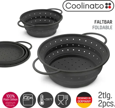 Obrázok produktu pre Coolinato sada 2 skladacích silikónových sitiek GREY