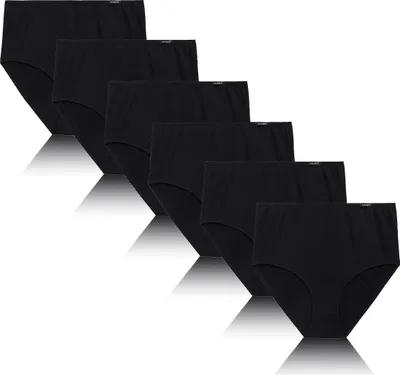 Imagen del producto de Pack de 6 tangas Damen Slips Maxi, color negro Atlantic, con algodón