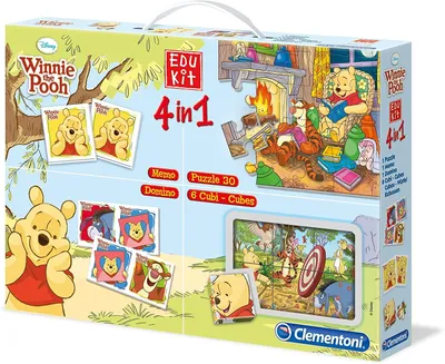 Produktbild von Winnie Pooh Spieleset 4in1 (Memo, Domino, Puzzle, Cubes) Spielbox Puuh