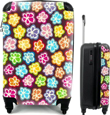 Produktbild von MuchoWow® MuchoWow® Koffer Handgepäck Trolley Rollkoffer Kleine Reisekoffer mit 4 Rollen - Mädchen - Blume - Schnittmuster - Mädchen - Kinder - Kinder - Cabin Size < 55x40x23 cm & 55x40x20 cm - Fotoko