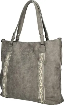 Produktbild von XL großer Damen Shopper Umhängetasche Tasche Leder Optik Schultertasche Büro Arbeit Mid-Grey