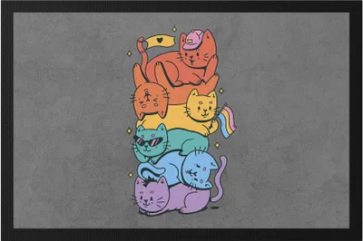 Produktbild von Liebe & Katzen Fußmatte für Katzenliebhaber LGBTQ Stolz Regenbogen Flagge Katzenfan