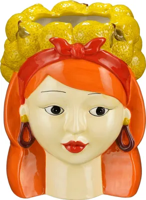 Produktbild von Mica Decorations Funny Blumentopf für drinnen - H25 x Ø20 cm - Dolomit - Gelb