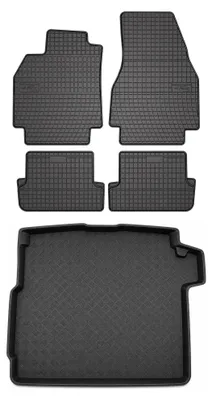 Image de Tapis en caoutchouc + bac de coffre pour Renault Megane II 2004-2008 (break) – 5 pièces, noirs, sur mesure