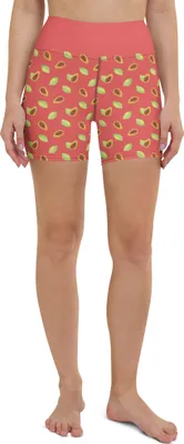 Produktbild von Mr. & Mrs. Panda Yoga Shorts Obst Papaya Größe XL - Rot - Geschenk, Sporthose, Sportbekleidung, Fitnesshose, Sportshorts Damen, Papayas, Yogabekleidung, Papapya Muster
