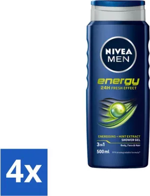 Image de NIVEA MEN - Gel douche - Energy - 500 ml - Pack avantage - 4 pièces