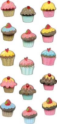 Obrázek produktu pro Ručně vyráběné samolepky třpytky 3D muffin