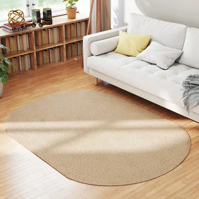 Image de Tapis, tissé à la main, envers antidérapant, couleur beige, dimensions : 1200 mm x 1700 mm