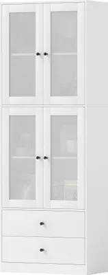 Produktbild von Küchenschrank mit Schubladen und Glastüren, Melamin-Oberfläche, Weiß