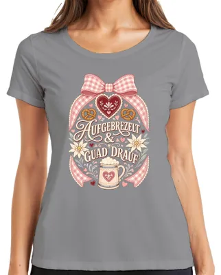 Productafbeelding van Oktoberfest-kleding: Dirndl, lederen broek, dames T-shirt, grijs, maat 3XL