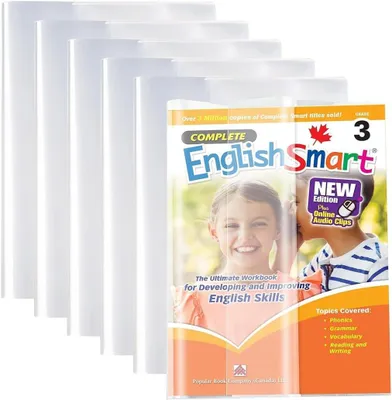 Image de Housses de protection pour livres, 6 pièces, transparentes, réutilisables, format A4, pour manuels scolaires