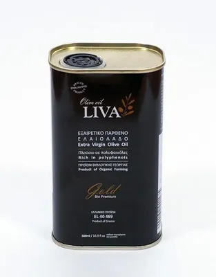 Produktbild von Bio-Olivenöl GOLD 500 ml Reich an Phenolen D3> 350 mg / Kg Gesundheitsphilosophie Extra natives kalt extrahiert aus Kalamata Griechenland DE-ÖKO-007