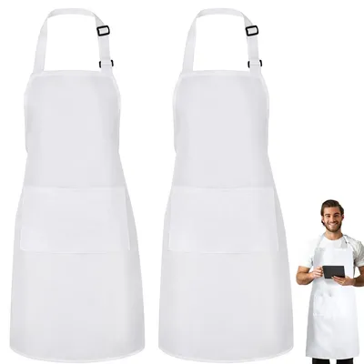 Produktbild von 2 Stück Schürze für Damen Männer, Kochschürze Koch Schürze, Unisex Verstellbarem Küchenschürze mit 2 Taschen für Kochen,Hausarbeit,Malen,Backen