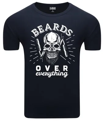 Produktbild von Diarbo Herren T-Shirt mit Druck Für Bartliebhaber in Dunkelblau Gr.L