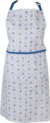 Produktbild von Clayre & Eef Küchenschürze 70x85 cm Weiß Blau Baumwolle Rosen