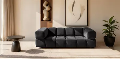 Produktbild von Sofa Designersofa BLANCHE 3-Sitzer in Stoff Bluvel Schwarz