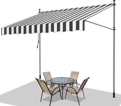 Immagine prodotto di Tenda da sole Izrielar con manovella, 200x120 cm, resistente ai raggi UV 50+, regolabile in altezza, protezione solare senza forature per terrazze e balconi, grigio bianco